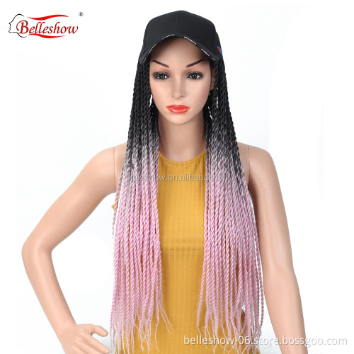 Hot sell 24 inch ombre synthetic braiding hair crochet braid hair ombre senegalese twist hair black basketball hat wig
